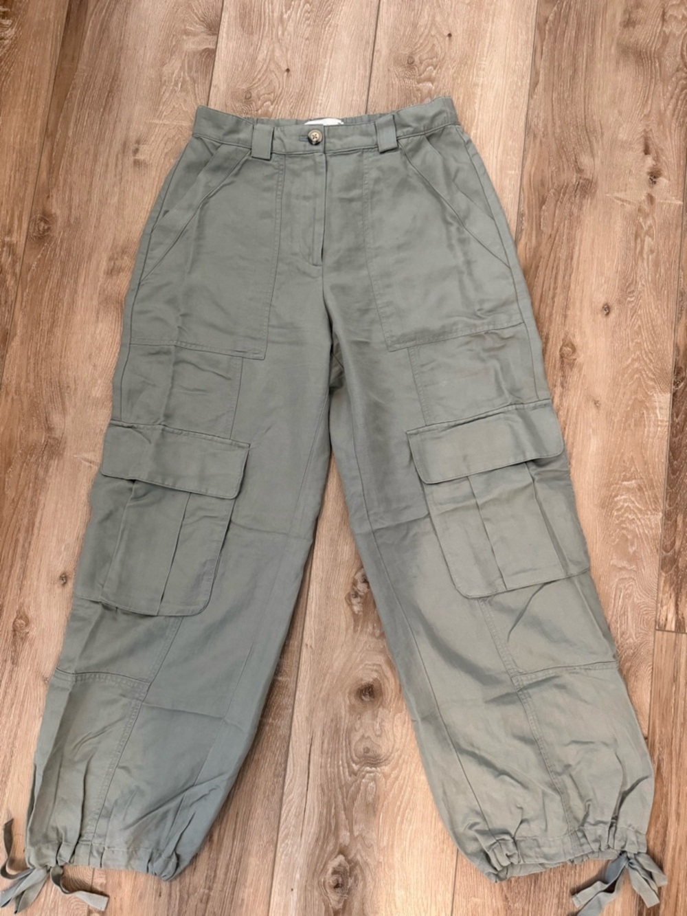 Abercrombie & Fitch Olive Cargo Tie-Hem Trousers